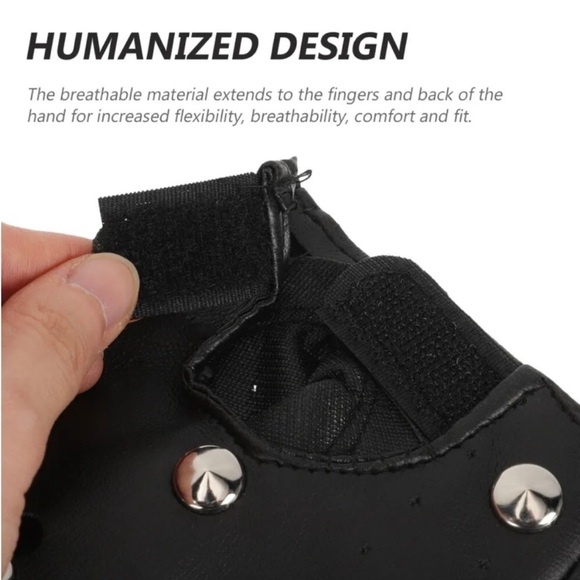 Studded Gloves - Bad Biker Fingerless Gloves - Halloween Rave Punk Rock - Picture 5 of 11